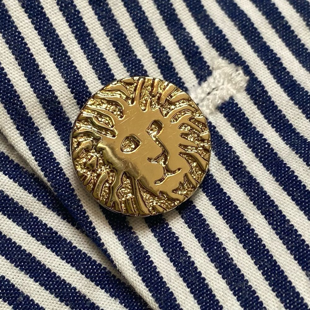 Anne Klein Lined Striped Blazer Jacket Gold Lion Buttons Sz S - Picture 8 of 14